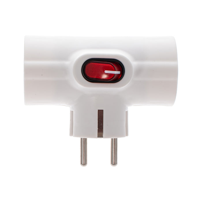 ADAPTER 3 SOCKETS HORIZONTAL WITH KEY WHITE EUROLAMP
