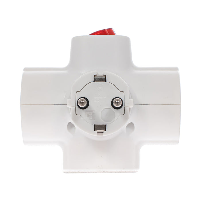 ADAPTER 3 SOCKETS HORIZONTAL WITH KEY WHITE EUROLAMP