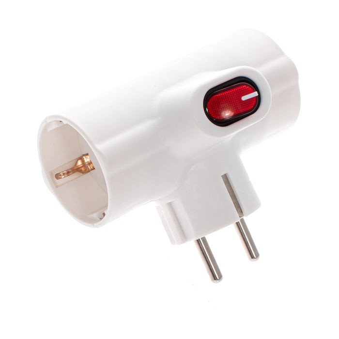 ADAPTER 3 SOCKETS HORIZONTAL WITH KEY WHITE EUROLAMP