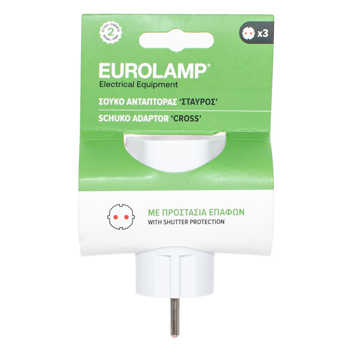 ADAPTER 3 SOCKETS VERTICAL WITH CHILD PROTECTION WHITE EUROLAMP