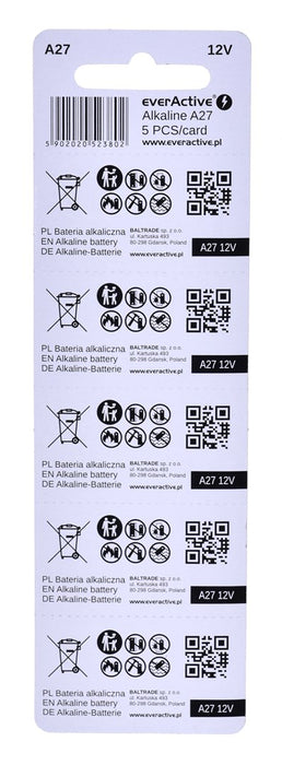5 x alkaline batteries everActive 27A 12V- blister 5 pcs.