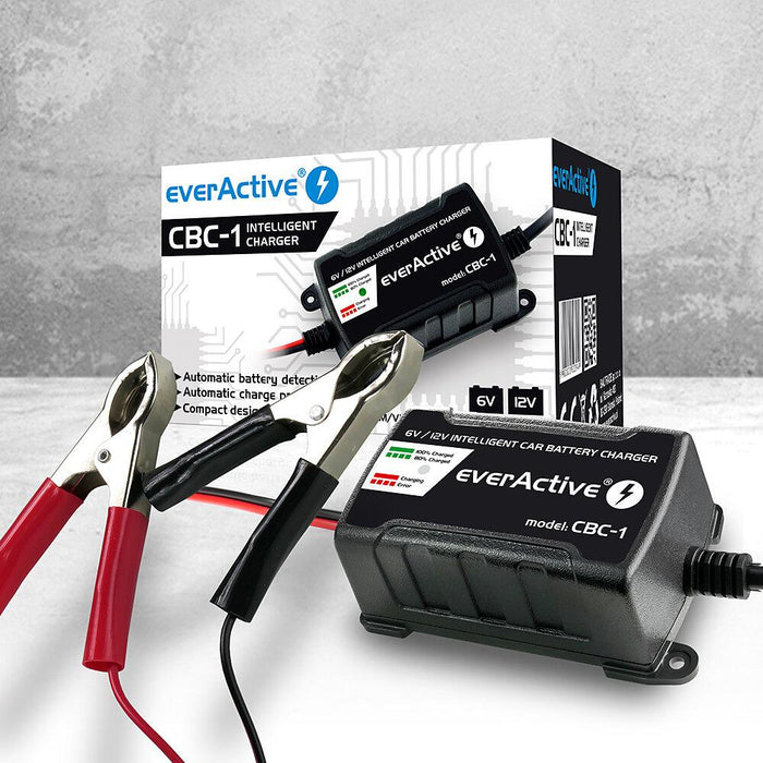 Battery charger processor device 6V/12V everActive CBC-1 v2 up to 1A for cars and motorcycles