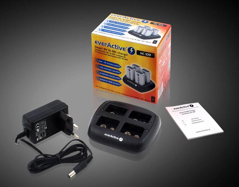 Charger EVERACTIVE NC109, for NIMH batteries, 7.2V/8.4V, R22, 4 sockets