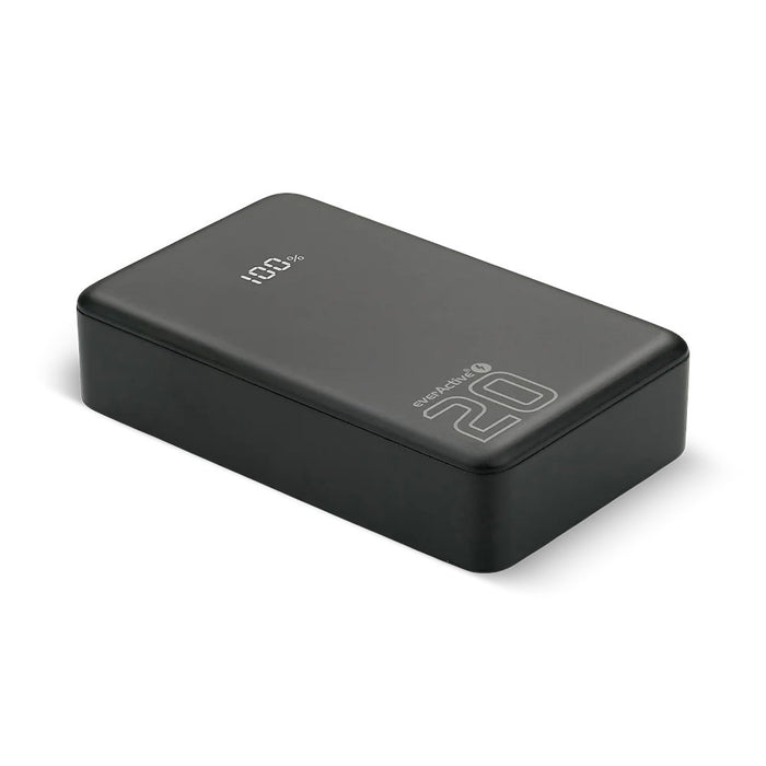 Powerbank 20 000mAh, 1x USB, 2x USB-C, 20W, QC4+, LCD screen, black
