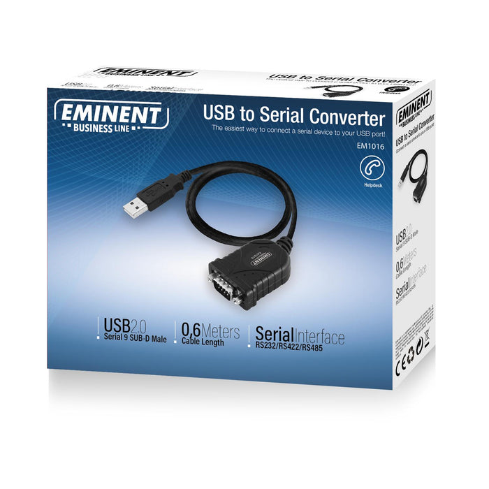 Converter Ewent USB - RS232 9 pin male, Black
