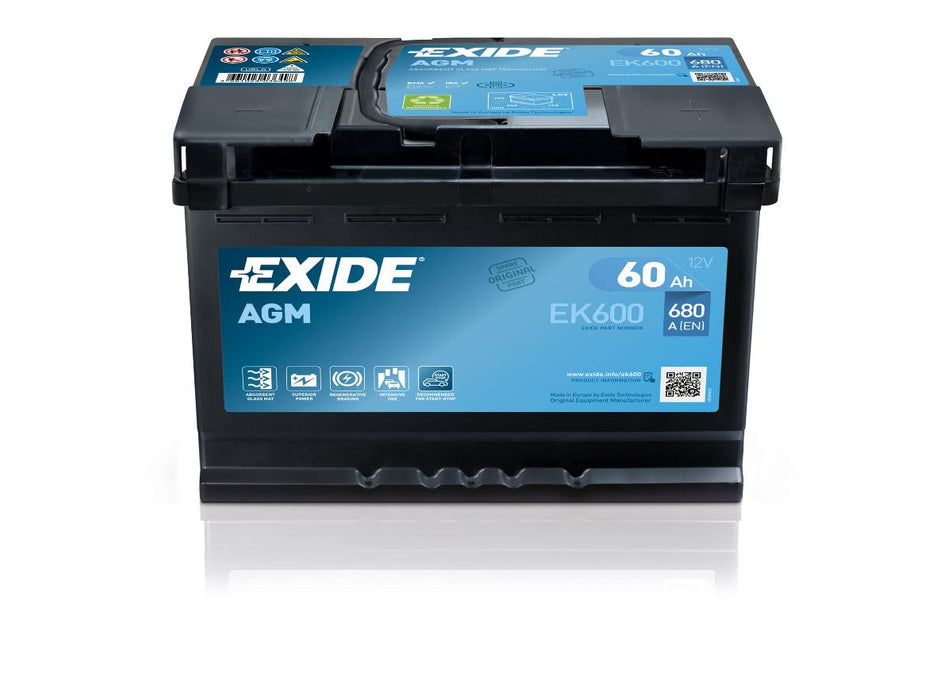 BATTERY EXIDE 60AH 680A AGM