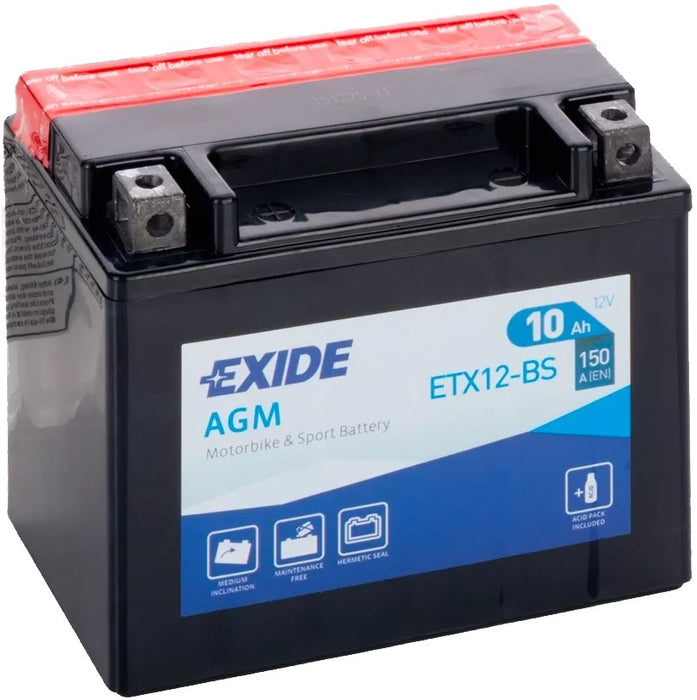 EXIDE BIKE AGM YTX12-BS 10AH 150A 12V L+
