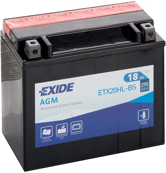 EXIDE BIKE AGM YTX20HL-BS 18AH 270A 12V R+