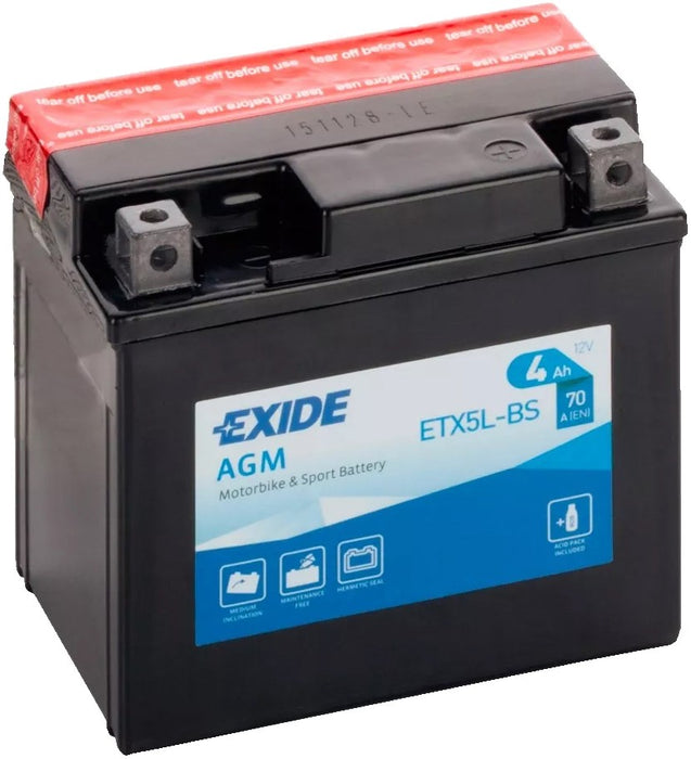 EXIDE BIKE AGM YTX5L-BS 4AH 70A 12V R+