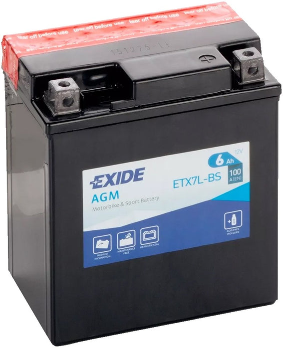 EXIDE BIKE AGM YTX7L-BS 6AH 100A 12V R+