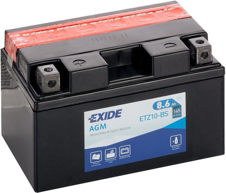 EXIDE BIKE AGM YTZ10-BS 8.6AH 145A 12V L+
