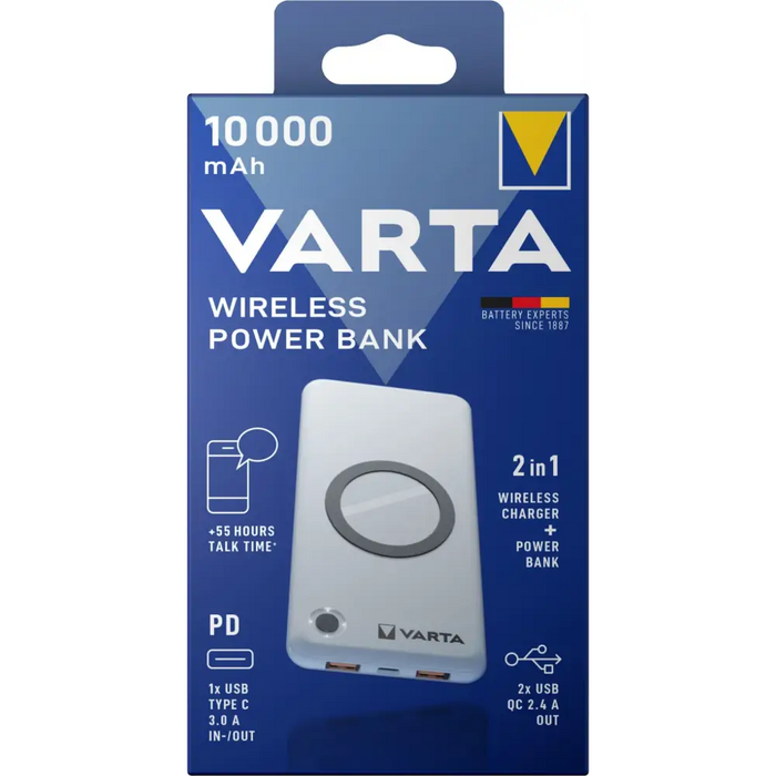 External battery Varta Wireless Powerbank 10000mAh 57913 - Външни батерии<<<Телефони и таблети<<<TechMart&&&Външни