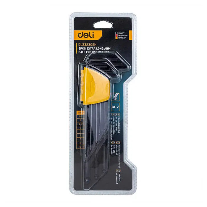 Extra-Long Ball End Hex Key Set Deli Tools EDL232309H 1.5-10mm 9pcs - Screwdrivers<<<Tools<<<InnproXML