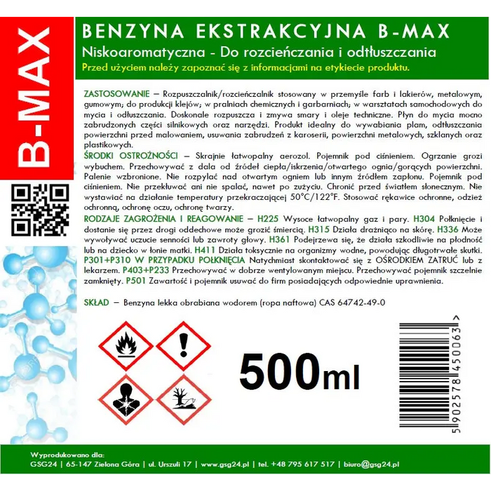 Extraction naphtha in aerosol B-MAX Spray 500ML - Hardware cleaners<<<HurtelXML