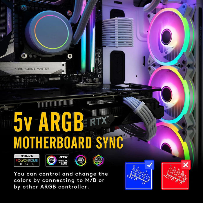 EZDIY-FAB Moonlight White RGB PWM 120mm Fan Set - 6 Pack