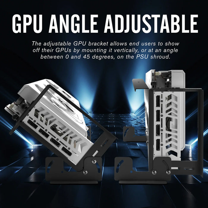 45° GPU Vertical Mounting Bracket EZDIY-FAB PCIe 4.0 Riser Cable - White