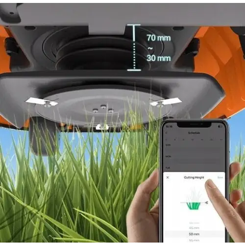 EZVIZ RM600 orange robotic lawn mower - Mowing workNAK-RKO<<<Cordless toolsNAK<<<ActionPL