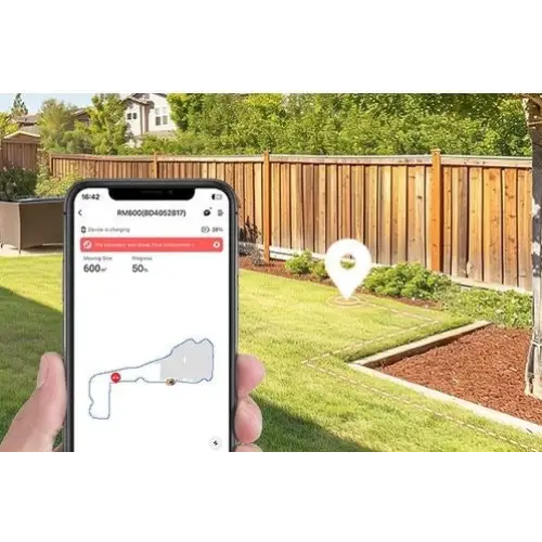 EZVIZ RM600 orange robotic lawn mower - Mowing workNAK-RKO<<<Cordless toolsNAK<<<ActionPL