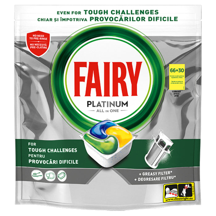 PLATINUM ALL IN ONE DISHWASHER TABLETS 96 COUNTS FAIRY