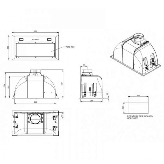 Built-in hood FALMEC Builtin Max 50 Black