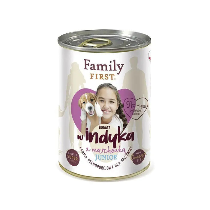 FAMILY FIRST Junior Turkey with carrots - Wet dog food - 400 g - Wet foodDLP-KAM<<<For the dogDLP<<<ActionPL