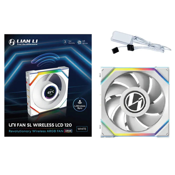 Fan Lian Li UNI FAN SL Wireless LCD ARGB PWM - 120 mm White - Вентилатори<<<Компютърни компоненти<<<ValiAPI