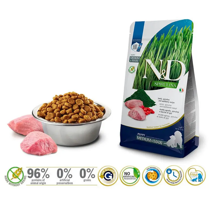 FARMINA N&D Spirulina Lamb Puppy MED/MAXI - dry dog food - 2 kg - Dry foodDLP-KAS<<<For the dogDLP<<<ActionPL
