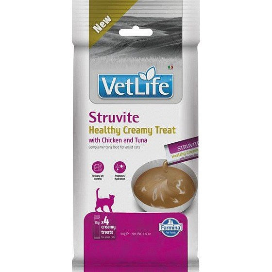 FARMINA Vet Life Cat Struvite Creamy treat with Chicken & Tuna box – cat treat – 4x15g