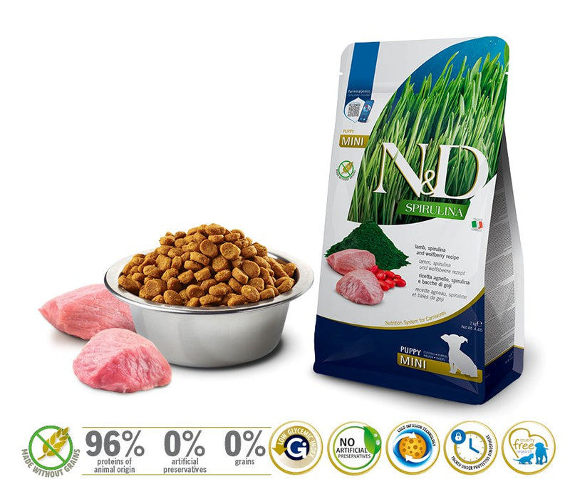 FARMINA N&D Spirulina Lamb Puppy Mini - dry dog food - 2 kg