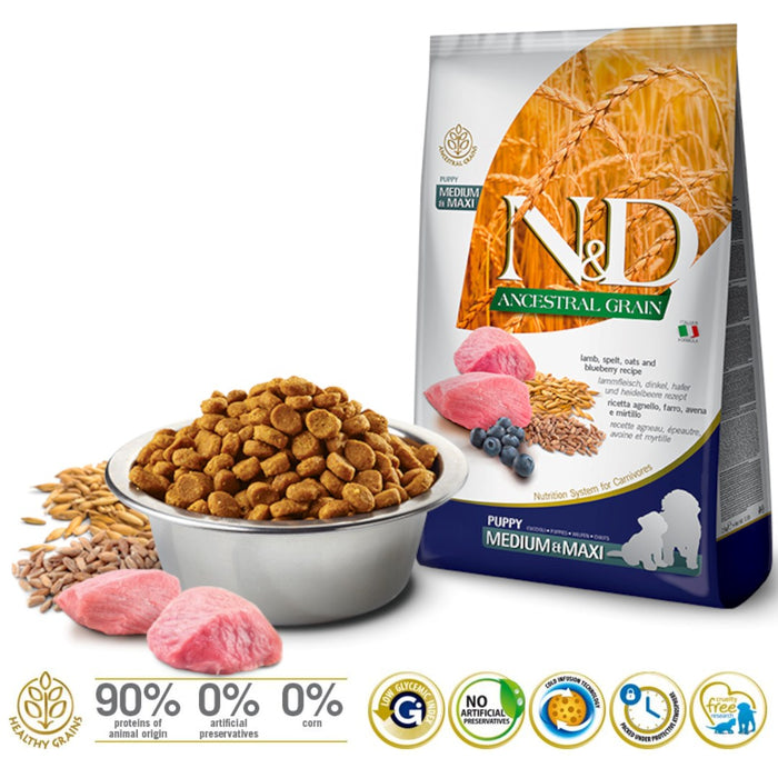 FARMINA N&D Ancestral Grain Puppy Medium&Maxi Lamb - dry dog food - 12 kg