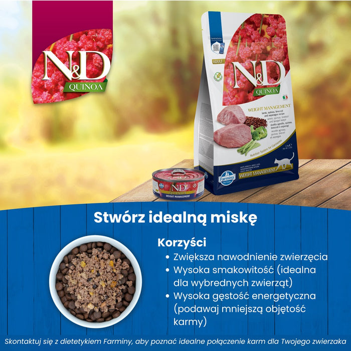 FARMINA N&D Quinoa Weight Management Lamb&Broccoli - dry cat food - 5 kg