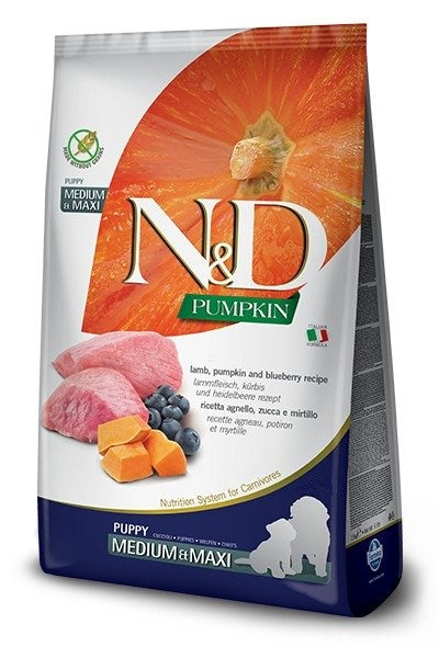 FARMINA N&D GF PUMPKIN DOG LAMB&BLUEBERRY PUPPY MEDIUM/MAXI 12kg