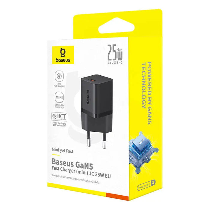 Fast Charger Baseus GaN5 mini 1C 25W (black) - mains chargers<<<Chargers<<<GSM Accessories<<<InnproXML&&&USB зарядни и