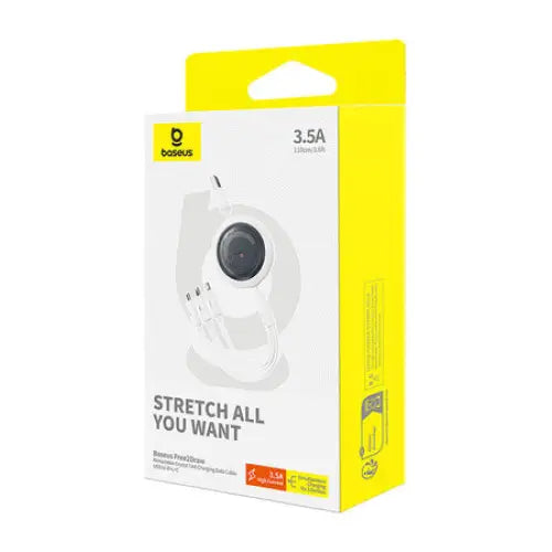 Fast Charging Cable 3in1 Baseus Free2Draw USB to micro USB + USB-C + Lightning 3.5A 1.1m (white) - Combo Cables<<<USB