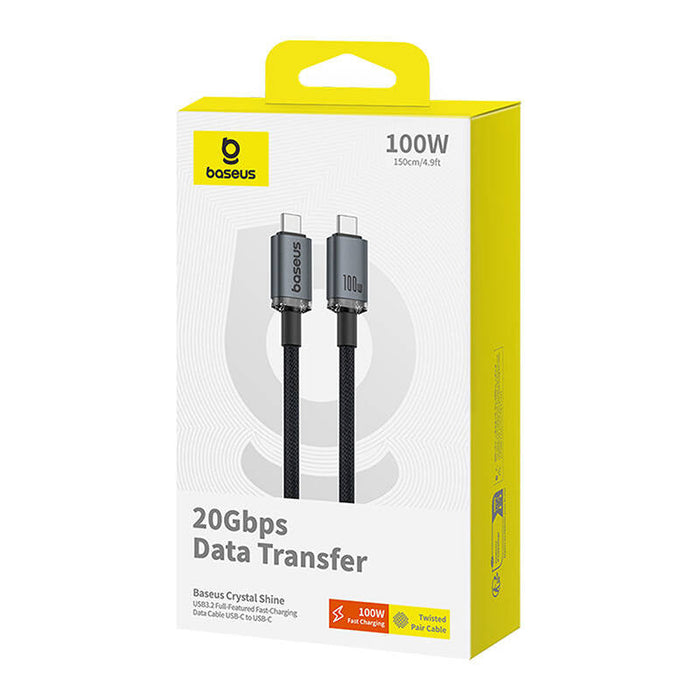 Fast Charging Cable Baseus Crystal Shine USB-C to USB-C 100W 1,5m 20Gb (black) - USB-C to USB-C<<<USB cables<<<GSM