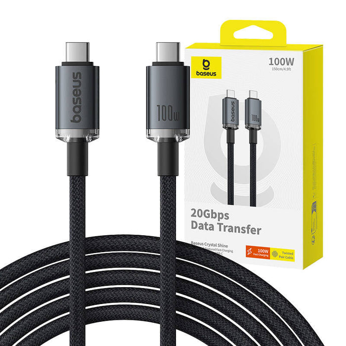 Fast Charging Cable Baseus Crystal Shine USB-C to USB-C 100W 1,5m 20Gb (black) - USB-C to USB-C<<<USB cables<<<GSM