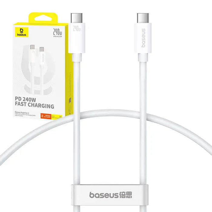 fast Charging Cable Baseus Superior 2 USB-C to USB-C 240W 1,8m (white) - USB-C to USB-C<<<USB cables<<<GSM