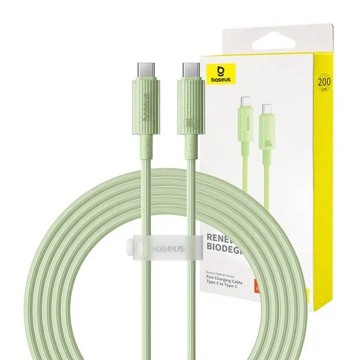 Fast Charging cable Baseus USB-C to USB-C Habitat Series 2m 100W (green) - USB-C to USB-C<<<USB cables<<<GSM