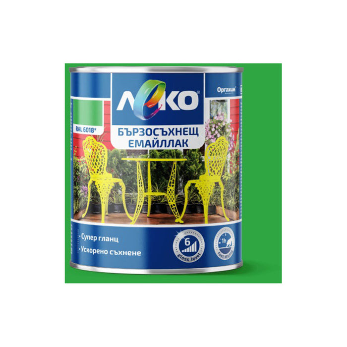 FAST DRYING ENAMEL RAL 6018 2.5 L LEKO - Алкидни и водоразтворими<<<Бои за метал и дърво<<<Бои и лакове<<<Praktiker
