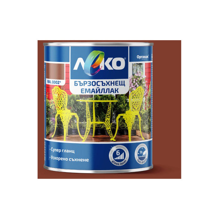 FAST DRYING ENAMEL RAL 8002 2.5 L LEKO - Алкидни и водоразтворими<<<Бои за метал и дърво<<<Бои и лакове<<<Praktiker