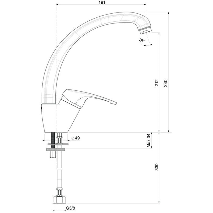 KITCHEN MIXER CHROME FAT 08910-0005