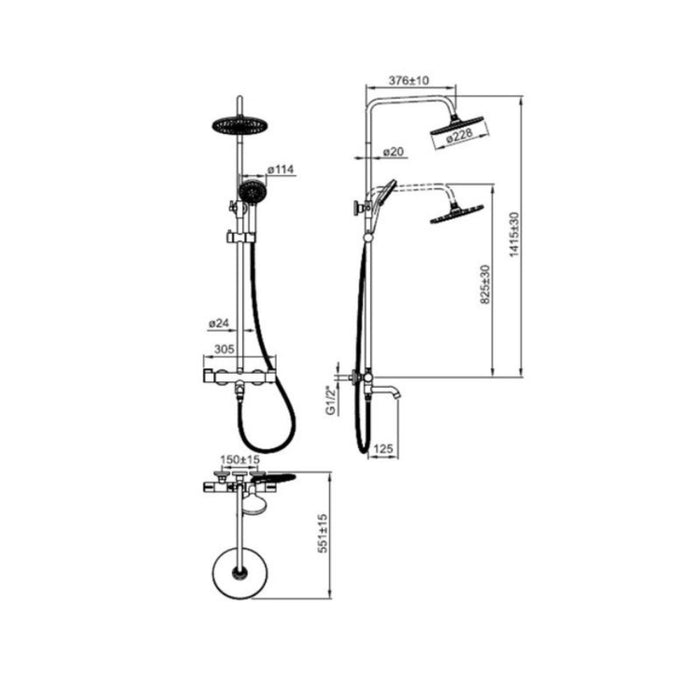 THERMOSTATIC SHOWER SYSTEM WITH CHROME SPOUT