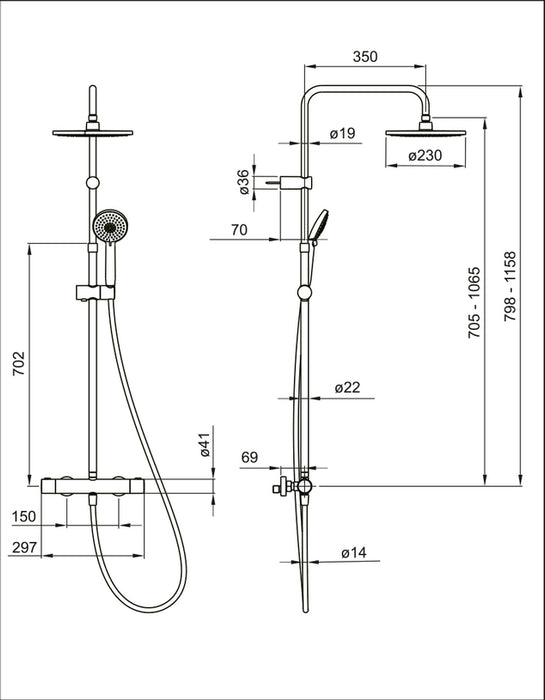SHOWER SYSTEM THERMOSTAT FAYANS CAMELLIA-T