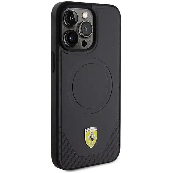 Ferrari Carbon Metal Logo MagSafe case for iPhone 15 Pro Max - black - Cell phone cases and covers<<<HurtelXML