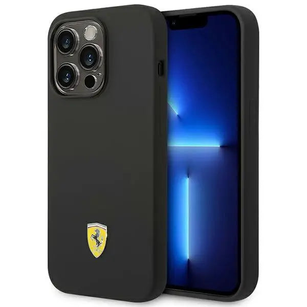 Ferrari FEHCP14LSIBBK iPhone 14 Pro 6.1’’ black/black hardcase Silicone Metal Logo - Cell phone cases