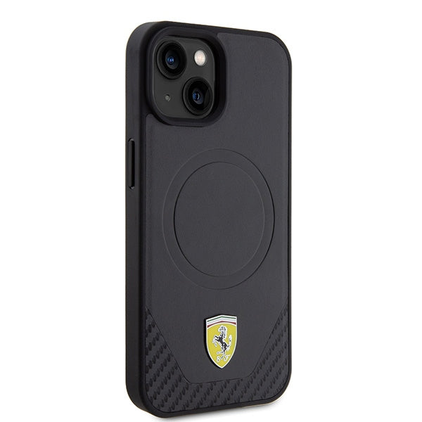 Ferrari FEHMP15SPTEK iPhone 15 6.1’’ black/black hardcase Carbon Metal Logo MagSafe - Cell phone cases