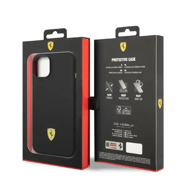 Ferrari FEHMSIP14SBK iPhone 14 6.1’’ black/black hardcase Silicone Metal Logo Magsafe - Cell phone cases