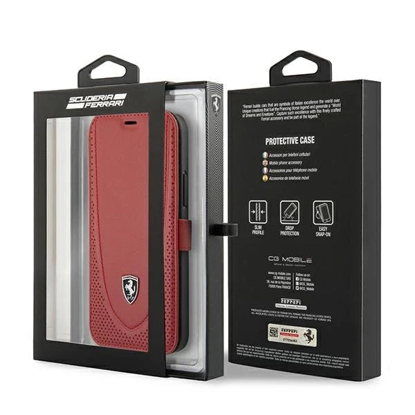 Ferrari FEOGOFLBKP12LRE iPhone 12 Pro Max 6.7’’ red/red book Off Track Perforated - Cell phone cases