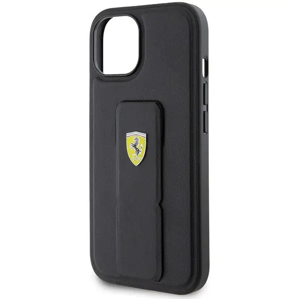Ferrari Grip Stand Metal Logo case for iPhone 15 - black - Cell phone cases and covers<<<HurtelXML