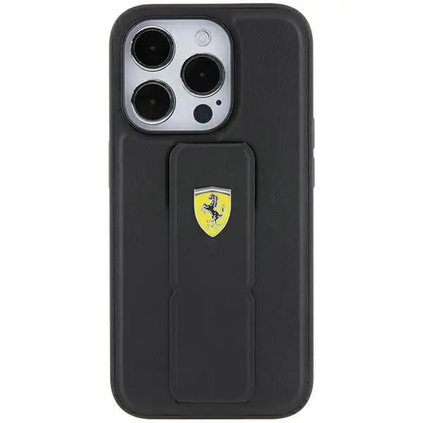 Ferrari Grip Stand Metal Logo case for iPhone 15 Pro - black - Cell phone cases and covers<<<HurtelXML